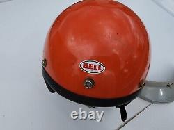 1960s Bell RT Top Tex Helmet Orange Motocross W Grey Bell Visor VINTAGE