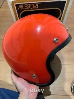 1970s Vintage Buco Motorcycle Helmet Motocross Dirt Bike ALLSPORT Orange size S