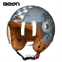 2021 BEON Motorcycle Retro Helmet Chopper 3/4 Open Face Vintage MOTO ECE Helmets