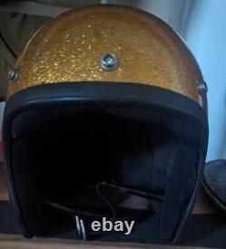 2X GLITTER SPARKLE Motorcycle Helmet Open Face Vintage Used