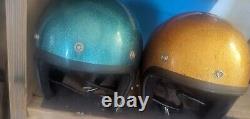 2X GLITTER SPARKLE Motorcycle Helmet Open Face Vintage Used