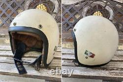 60s AGV Valenza Motorcycle Helmet White Vintage Made in Italy