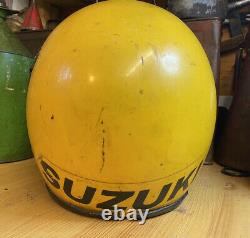 Agv Valenza Vintage Classic Scrambles Motocross Suzuki Yellow Helmet Twin Shock