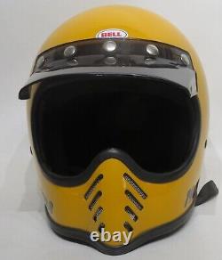 BELL MOTO 3 Yellow Motorcycle Motocross Helmet Size 7¾ with Visor 1980 Vintage