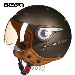 BEON 110 Retro Motorcycle Helmet Half Open Face Chopper Vintage Scooter Helmets