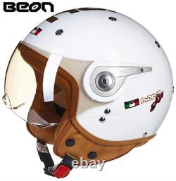 BEON 110A Motorcycle 3/4 Open Face Retro Helmet Chopper Vintage ECE Half Helmets
