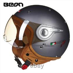 BEON 110A Motorcycle 3/4 Open Face Retro Helmet Chopper Vintage ECE Half Helmets