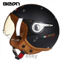 BEON 110A Retro Motorcycle Helmet 3/4 Open Face Chopper Vintage Scooter Helmets