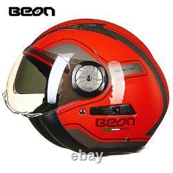 BEON B-216 Motorbike Helmet Scooter Vintage Motorcycle Half Helmets Double Lens