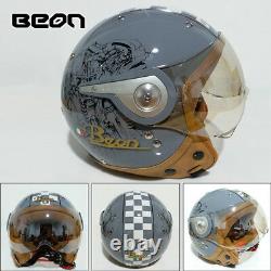 BEON Brand Retro Motorcycle Helmet Motocross Vintage Scooter Half Riding Helmets