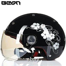BEON Motorcycle Half Helmet Vintage Motocross Women Casco Electric Bicycle ECE