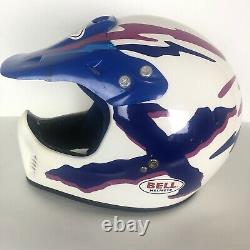 Bell Helmet Motocross Medium Full Face DOT Blue White Vintage ATV Dirt Bike