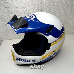 Bell Moto 5 Vintage 1/1990 White/Blue Motorcycle Motocross Riding Helmet 7-1/2