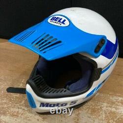 Bell Moto 5 Vintage Full Face Motorcycle Motocross Helmet White/Blue Used