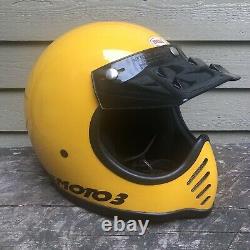 Bell Moto Star 3 Motocross Motorcycle Helmet Yellow 7 1/8 57 cm Vintage 1982