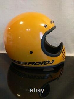 Belle Moto 3 Vintage Motorcycle Helmet Yellow 1975 7 1/4