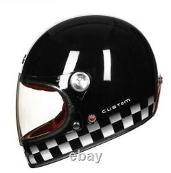 Black Retro Motorcycle Fiber Full Face Glass Helmet Vintage Motocross Helmet