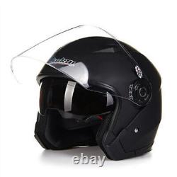 DOT Motorcycle Half Helmet Open Face Motocross Vintage Dual Lens Cycling Helmets