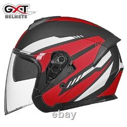 DOT Motorcycle Helmet Open Face Flip Up Scooter Motocross Helmet Dual Lens Style
