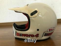 Exc+ Vintage BELL MOTO-4 White/Red Size L 7 3/8 70s 80s Motocross