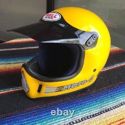 For Collectors! Vintage BELL MOTO4 Motocross Helmet Yellow Size M 7 1/8 Exc+