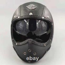 Full Face Motorcycle Helmet with Intergrated Sun Visor Motocross Leather Helmet