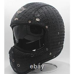 Full Face Motorcycle Helmet withGoggles Motocross Racing Cruiser Leather Helmet