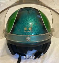 Kawasaki vintage moto racing helmet + visor