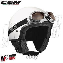 MF4565 Glasses Smoke' CGM Classic Helmet Motorbike Vespa Scooter Silver
