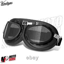 MF4568 Glasses Black Leather Lenses Sun Motorcycle Helmet Vespa Scooter