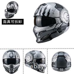 Men Women Retro Full Face Motorcycle Helmet Vintage Four Season Motorbike Helmet