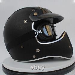 Moto Casco Full Face Motorcycle Helmet withGoggles Motocross Racing Leather Helmet