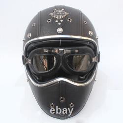 Moto Casco Full Face Motorcycle Helmet withGoggles Motocross Racing Leather Helmet