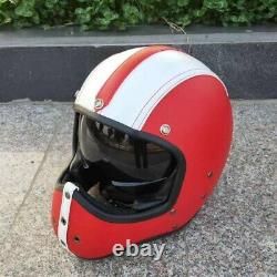 Motocross Motorcycle Helmet Full Face Integrated Sun Visor Deluxe PU Leather XL