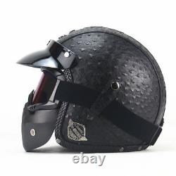 Motorcycle Helmet 3/4 Open Face Vintage Goggles Masks Motocross Riding Helmets