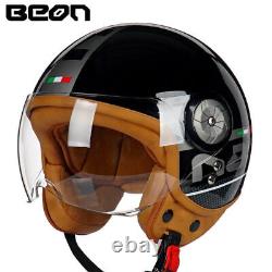Motorcycle Helmet Vintage 3/4 Open Face Cafe Racer Jet Scooter Helmets DOT ECE