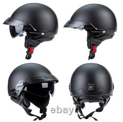Motorcycle Helmet vintage Open Face Chopper Mat Black Motorcycle Motocross Shine