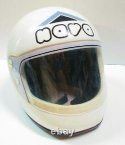 NOVA White Motorcycle Motocross Helmet Small Full Face Vintage 1970s Italy