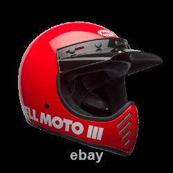 New 2020 Bell Moto 3 Red Mx Helmet Large AHRMA Honda Maico SWM Vintage Motocross