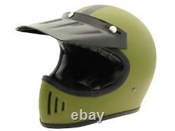 OTO Vintage Motocross Helmet Retro Off-Road Helmet Matte Green/Black Line