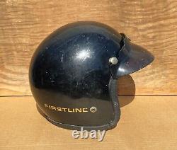 Old Vintage FIRSTLINE Motorcycle Motocross Race Car Open Face Helmet with Visor