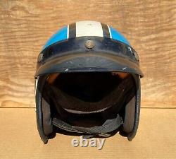 Old Vintage Retro 1970s Motorcycle Motocross Race Car Open Face Helmet with Visor