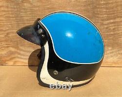 Old Vintage Retro 1970s Motorcycle Motocross Race Car Open Face Helmet with Visor