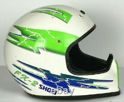 RARE VTG Shoei Motocross Bmx Helmet FX-2 SNELL Neon DOT Dirt Bike Sz. Medium