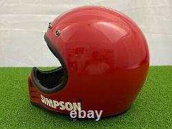 RARE Vintage 1980's SIMPSON HELMET RED Full Face Motocross Bell Moto 7 5/8 CLEAN