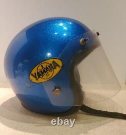 RARE YAMAHA LOGO 1970s Vintage Motorcycle Chopper Helmet Racing Motocross Blue