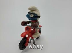 Smurfs Motocross Smurf 40231 Vintage Figure Motorcycle Toy PVC Figurine Schlumpf