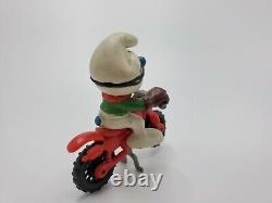 Smurfs Motocross Smurf 40231 Vintage Figure Motorcycle Toy PVC Figurine Schlumpf