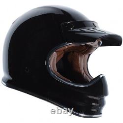 Torc T3 Retro Moto Motocross Motorcycle Helmet Gloss Black CHOOSE SIZE