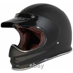 Torc T3 Retro Moto Motocross Motorcycle Helmet Matte Black Small